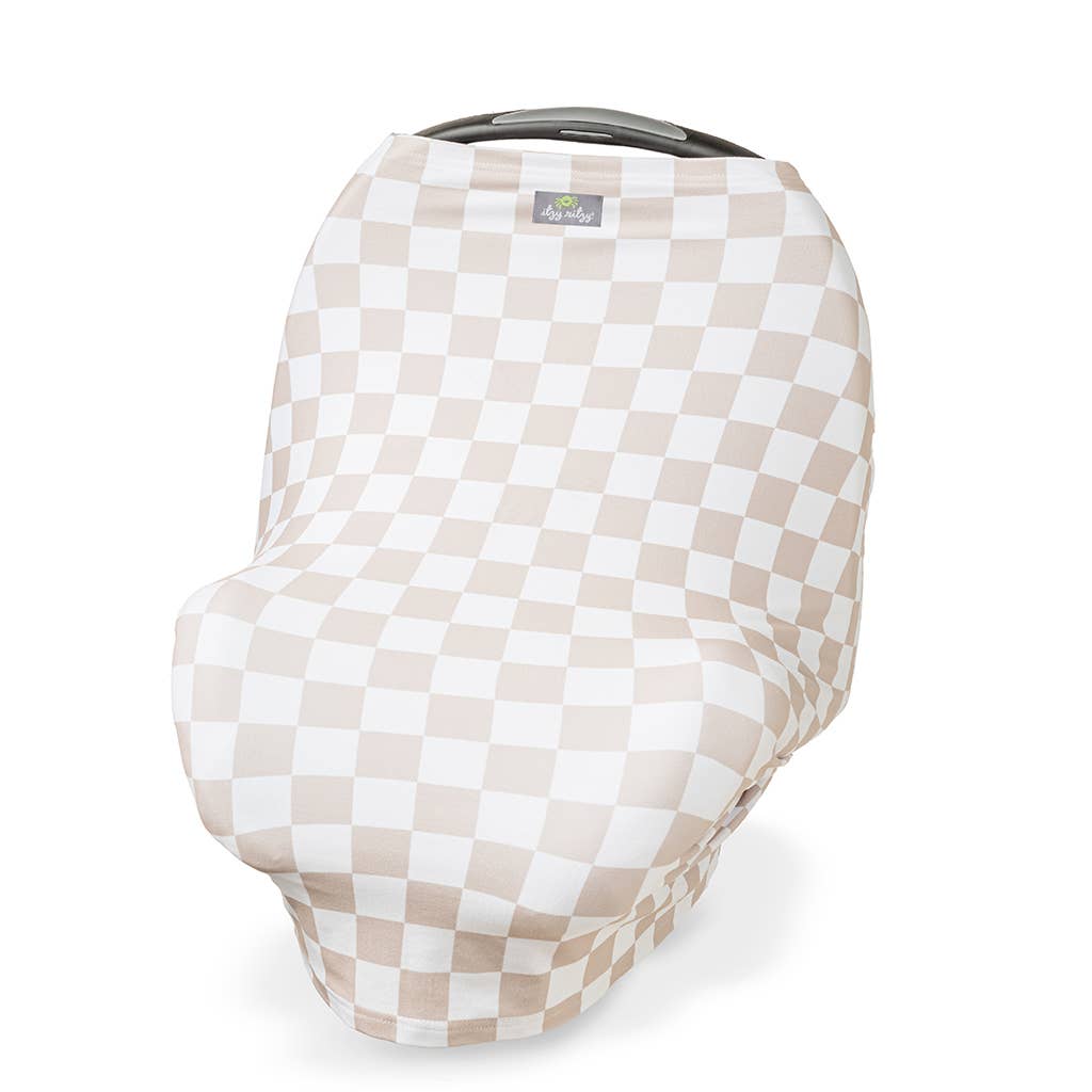 Taupe Checkerboard Mom Boss™ 4-in-1 multi-use cover