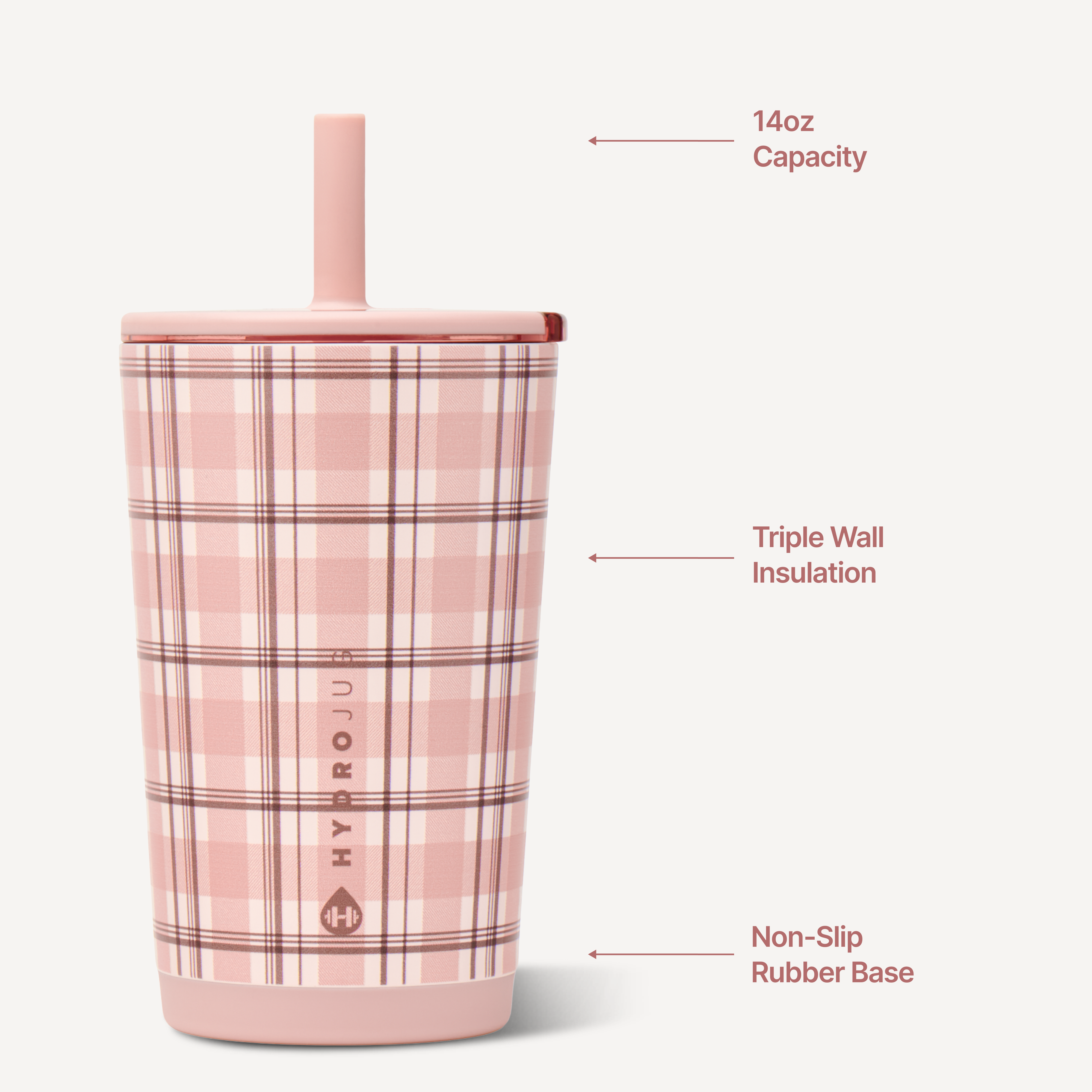 Pillow Talk Plaid HydroJug 14 oz Everyday Tumbler