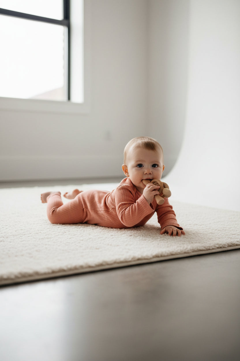 Cloud Island Light Pink Long Sleeve Ribbed Onesie 3-6 M