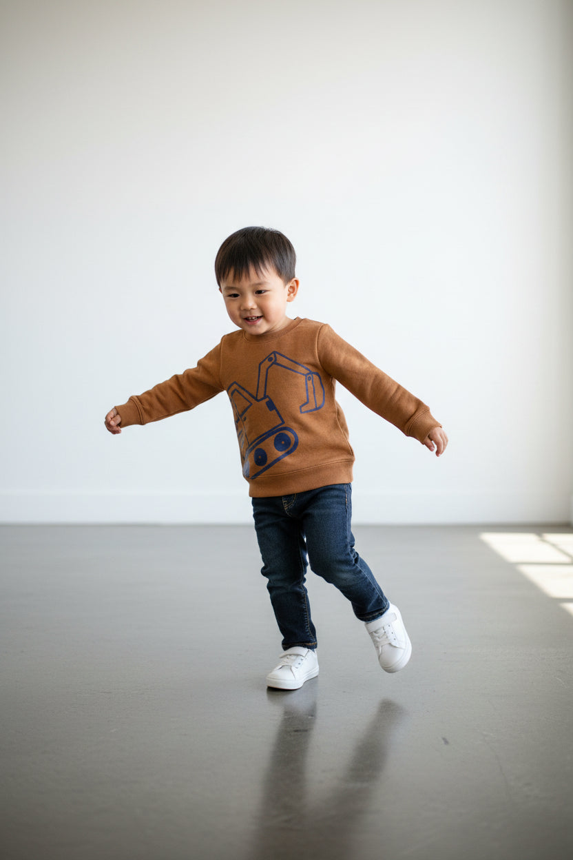 Cat & Jack Toddler Boys Construction Print Crew Neck