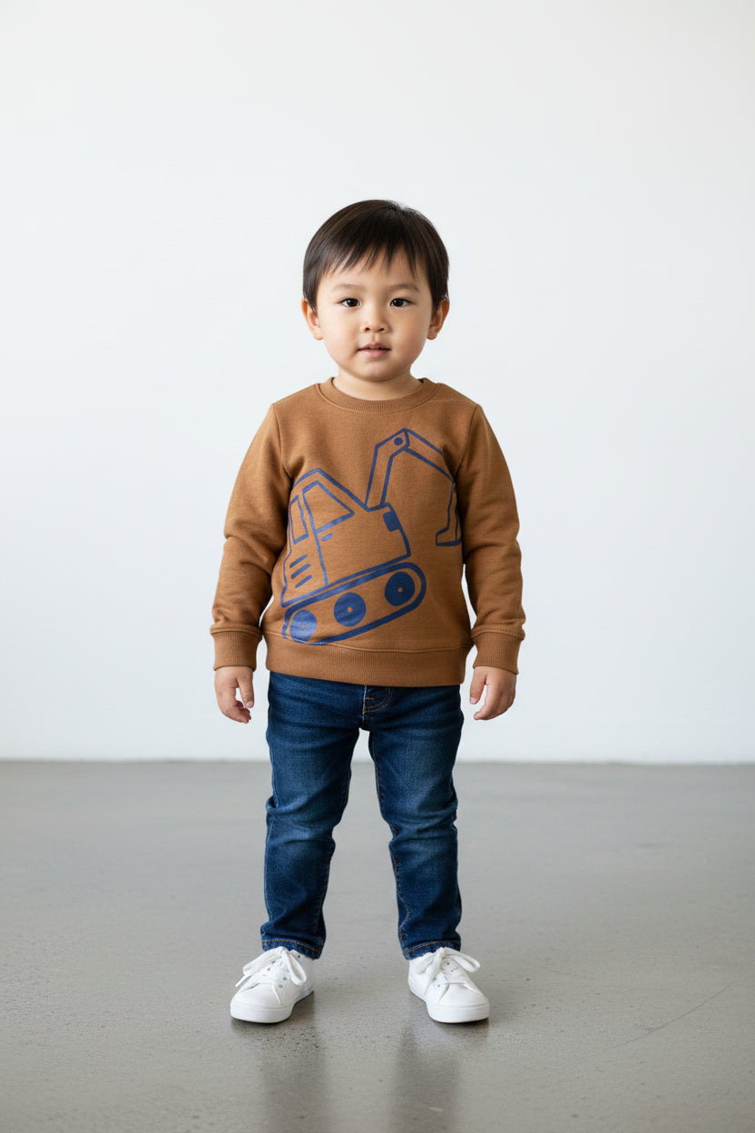 Cat & Jack Toddler Boys Construction Print Crew Neck