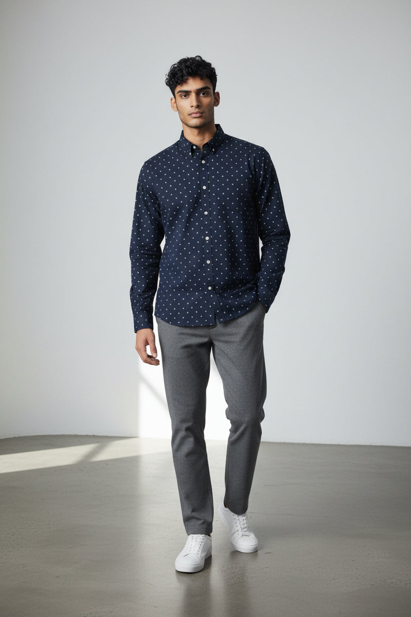 Goodfellow & Co Men Long Sleeve Navy Button Up Shirt