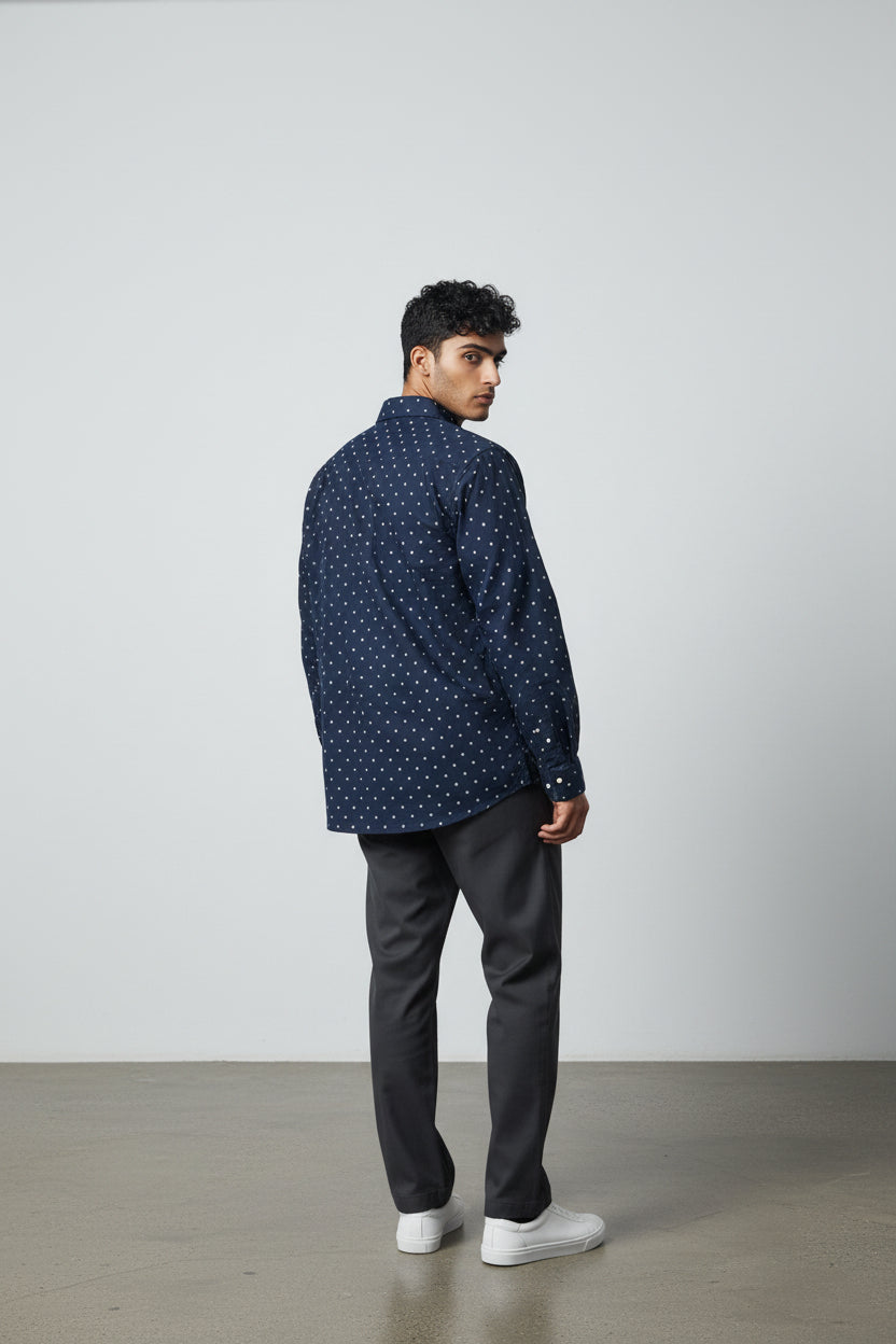 Goodfellow & Co Men Long Sleeve Navy Button Up Shirt