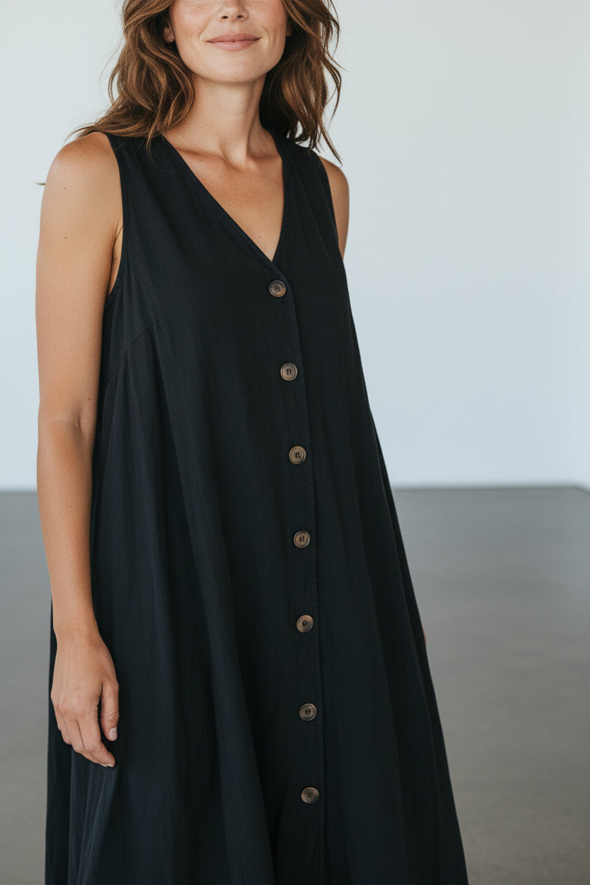 Universal Thread Black Button Down Sleeveless Dress