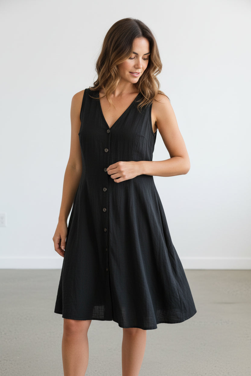 Universal Thread Black Button Down Sleeveless Dress
