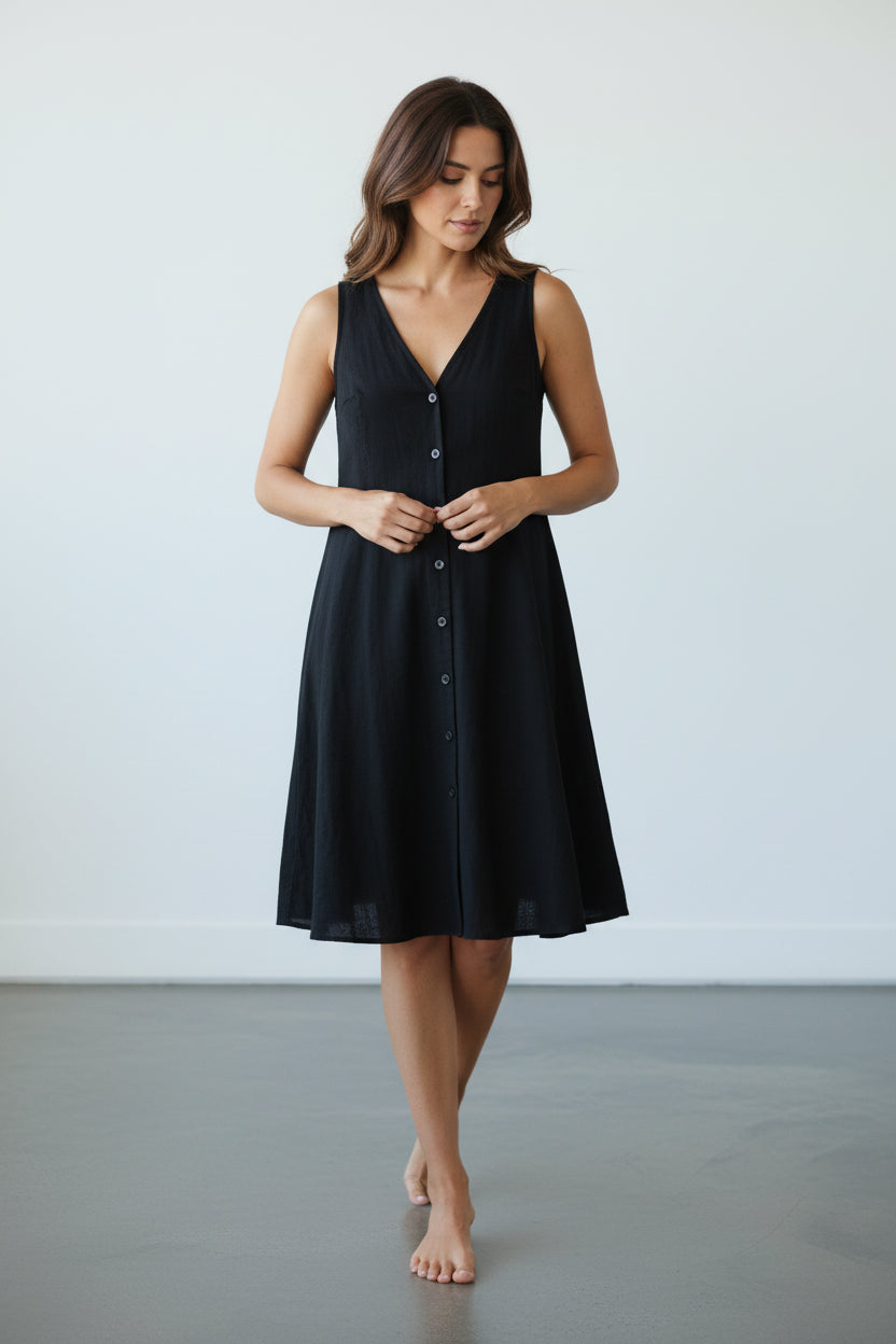 Universal Thread Black Button Down Sleeveless Dress