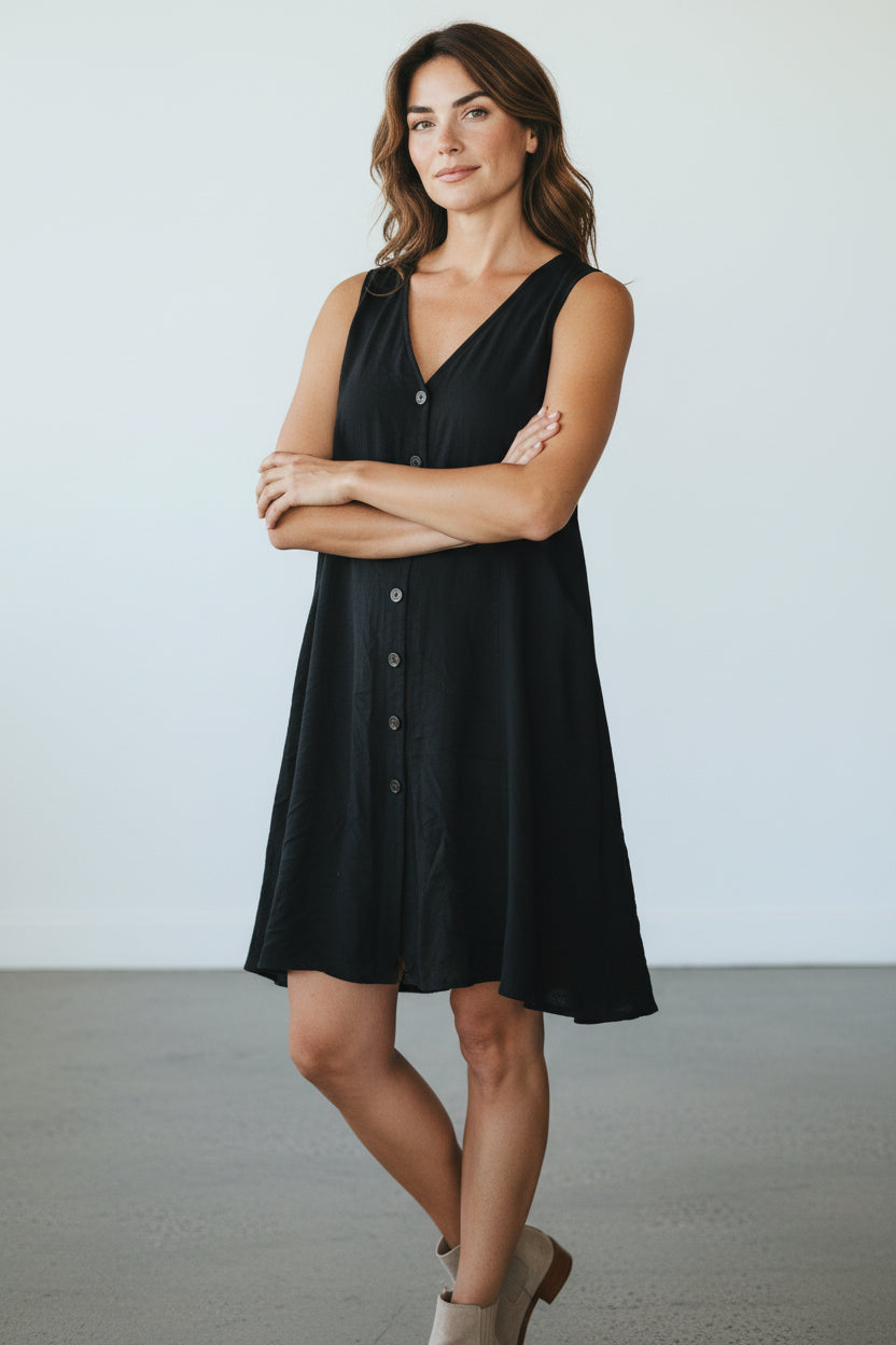 Universal Thread Black Button Down Sleeveless Dress
