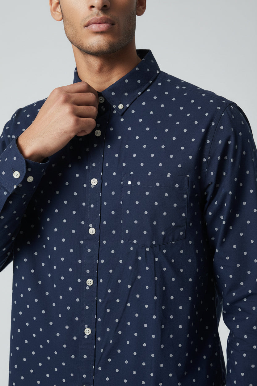 Goodfellow & Co Men Long Sleeve Navy Button Up Shirt